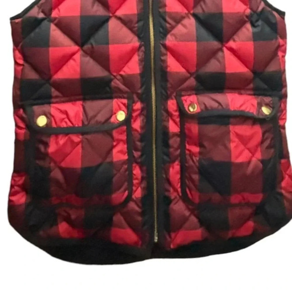 J CREW EUC WOMENS RED BLACK VEST JACKET FALL WINTER TOP TOPS COAT CASUAL SIZE XS - Picture 4 of 6